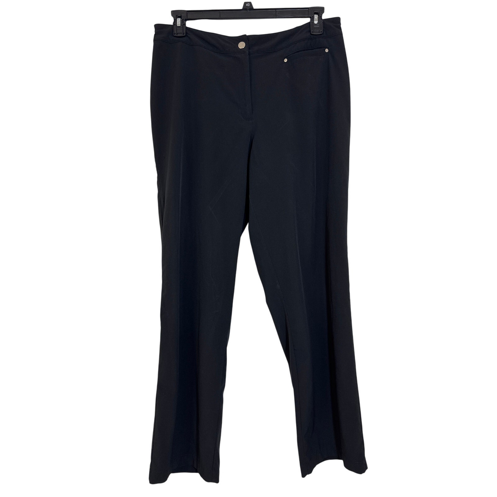 Zenergy By Chico's Size 2 Black Zip Up Elastic Waist W Pockets Lightweight Pants